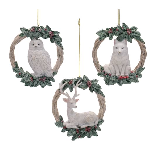 Melrose 4.25" Animal Wreath Ornament Set